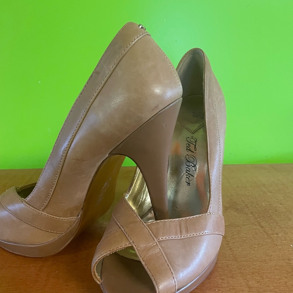 Ted Baker Tan Peep-Toe Heels